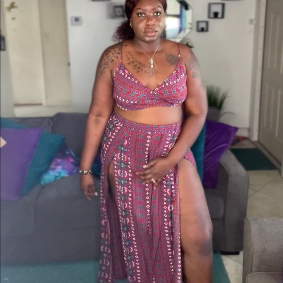 SHEIN Aztec print thigh split two piece set - Picture 2 of 5